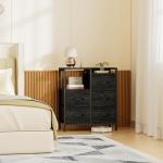 Black 5 Drawer Fabric Dresser with Shelf