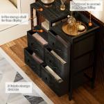 Black 5 Drawer Fabric Dresser with Shelf