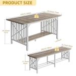 Industrial 3-Piece Dining Table Set with Benches