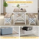 Industrial 3-Piece Dining Table Set with Benches