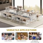 Industrial 3-Piece Dining Table Set with Benches