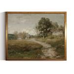 Golden Framed Vintage Landscape Canvas Wall Art