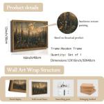 Vintage Forest Moon Landscape Wall Art 12x16