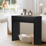 Black Console Table with Drawer by Oikiture