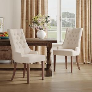 Beige Tufted Dining Chairs Set of 2