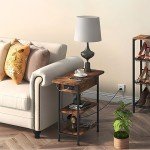 USB Charging Side Table with Storage Shelf