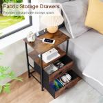 Rustic Brown Nightstand Set with Charging Station