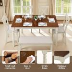 6-Piece Solid Wood Dining Set with Upholstered Chairs