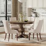 Beige Tufted Dining Chairs Set of 2