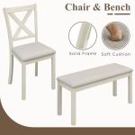 6-Piece Solid Wood Dining Set with Upholstered Chairs