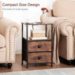 Rustic Brown Nightstand Set with Charging Station