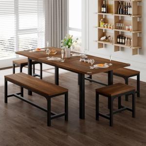 Walnut 5-Piece Extendable Dining Set for 8