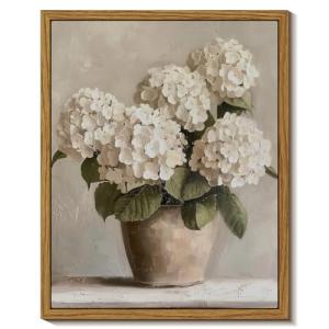 Hydrangea Floral Framed Canvas Wall Art 8"x10