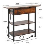 USB Charging Side Table with Storage Shelf