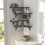 Set of 4 Rustic Black Floating Wall Shelves