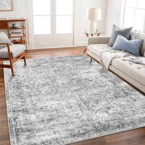 Gray Vintage Washable 4x6 Area Rug