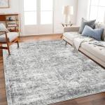 Gray Vintage Washable 4x6 Area Rug