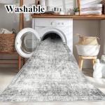 Gray Vintage Washable 4x6 Area Rug