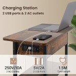 USB Charging Side Table with Storage Shelf