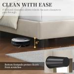 Beige Queen Upholstered Bed Frame with Tufted Headboard