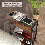 USB Charging Side Table with Storage Shelf