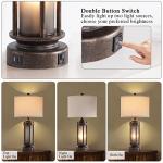 2 Rustic Farmhouse Lamps with USB Ports
