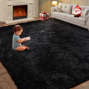 Super Soft 5x7 Black Shag Area Rug