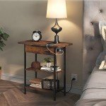 USB Charging Side Table with Storage Shelf