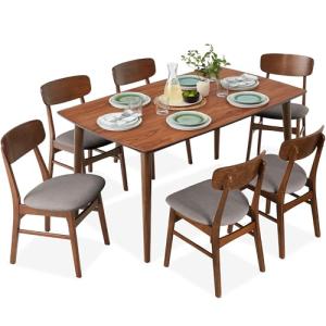 7-Piece Mid-Century Modern Dining Table Set