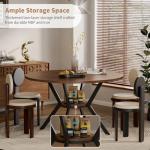 Round 42" Farmhouse Dining Table with Storage