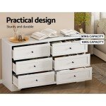 6-Drawer Oak Wood Chest of Drawers - White