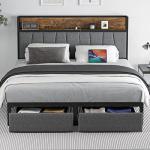 Queen Size Bed Frame with Storage and LED Light