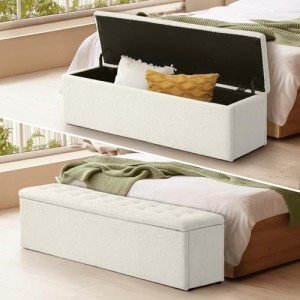 Oikiture Tufted Storage Ottoman Bench for Home