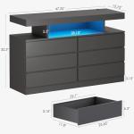 Black Dresser with Charging Station and LED Lights