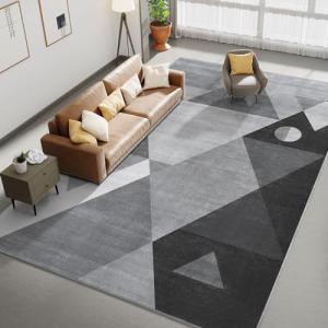 HOMFINE 5x7 Washable Geometric Area Rug - Grey