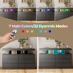 Black Dresser with Charging Station and LED Lights