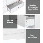 6-Drawer Oak Wood Chest of Drawers - White