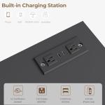 Black Dresser with Charging Station and LED Lights