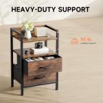 Rustic Brown Night Stand with Charging Station