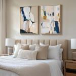 Large Neutral Abstract Canvas Art Set of 2