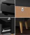 OIKITURE 2-Drawer Wooden Nightstand in Black