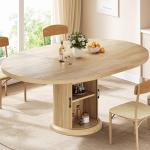 Extendable Round Dining Table for 4-6 with Shelf