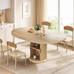 Extendable Round Dining Table for 4-6 with Shelf