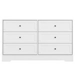 6-Drawer Oak Wood Chest of Drawers - White