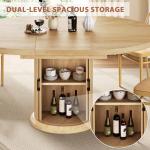 Extendable Round Dining Table for 4-6 with Shelf