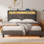Rolanstar Full Size Upholstered Bed Frame with Storage
