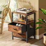 Set of 2 Rustic Brown Nightstands with Drawers