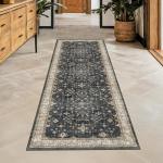 Black Boho Washable 2x6 Versatile Runner Rug