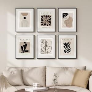 Set of 6 Neutral Abstract Wall Art Prints