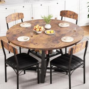 Vintage 5-Piece Round Dining Table Set for 4